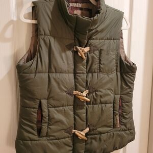 Legendary Green Puffer Vest with Toggle Closures